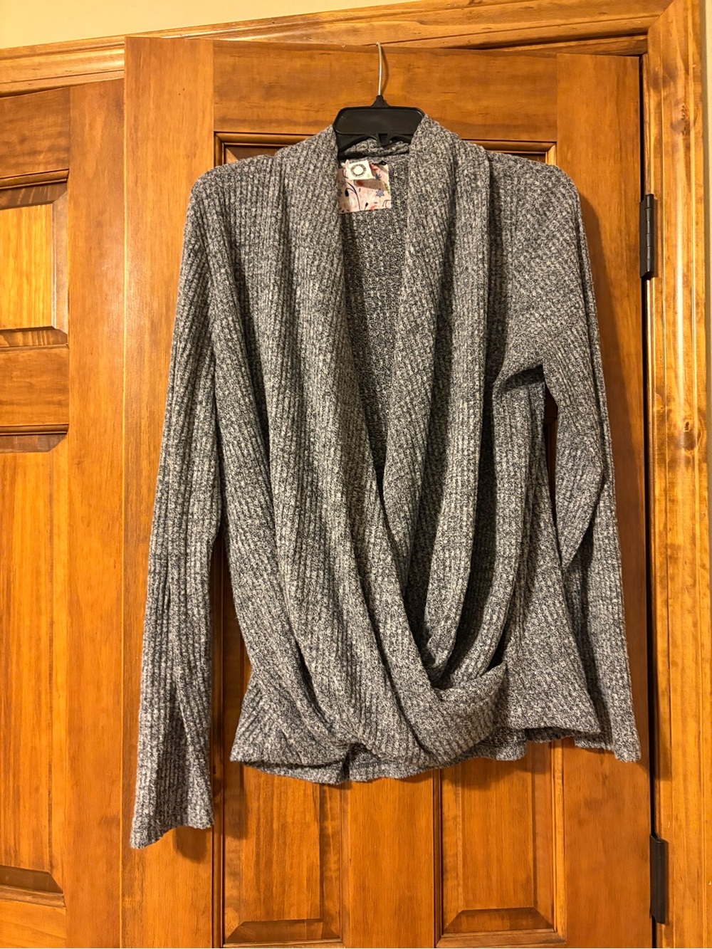 Anthropologie Akemi + Kin Gray Ribbed Draped Front Sweater Top
